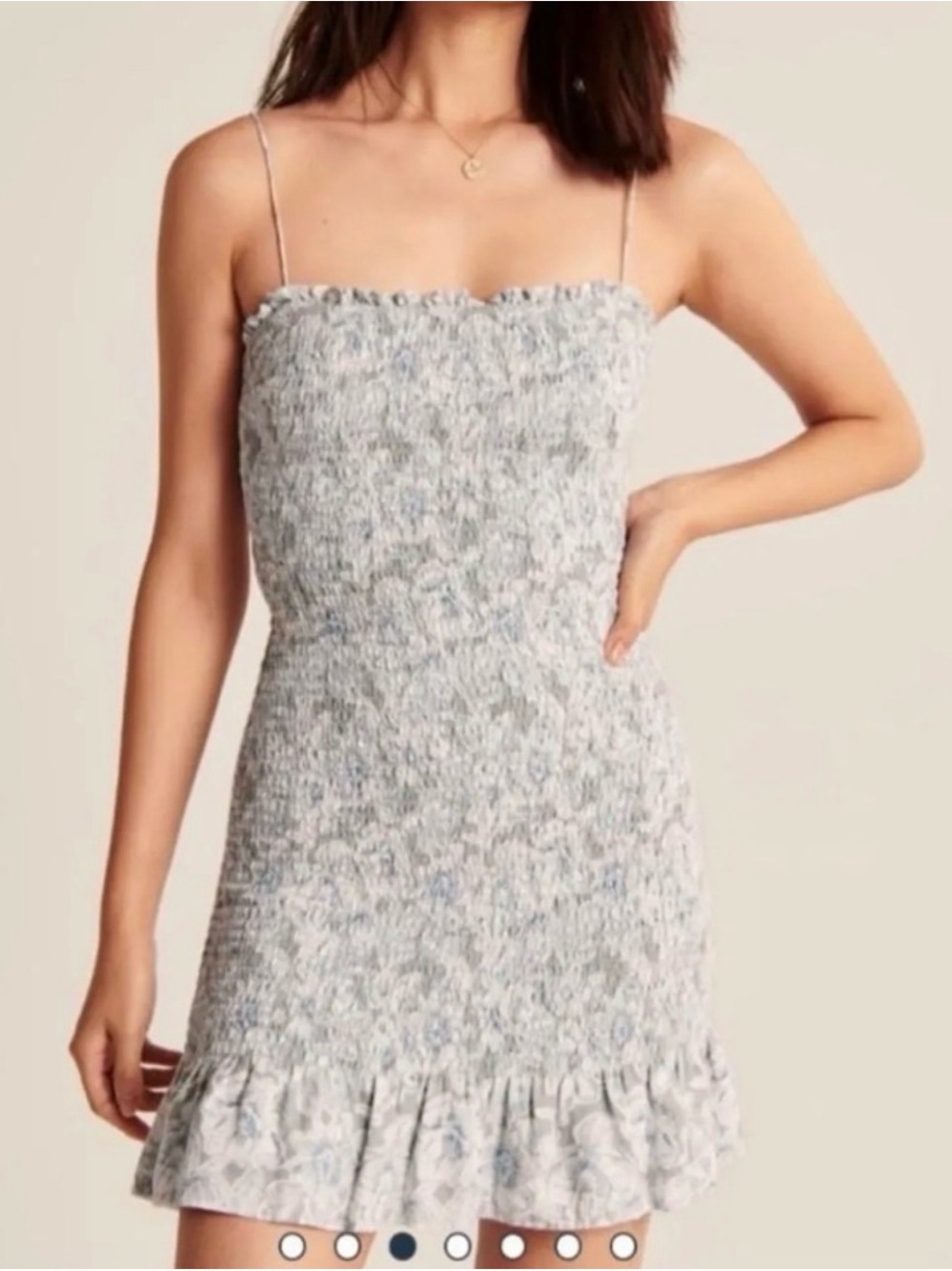 New Abercrombie & Fitch smocked open back mini dress ruffle hem M
